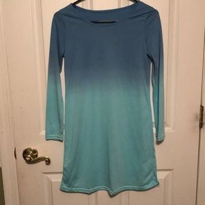 Long Sleeve Blue Ombré Dress